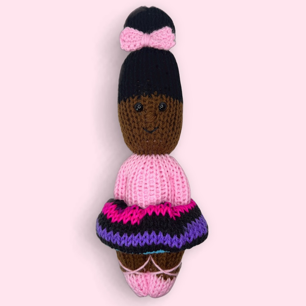 Handmade Knit Ballerina Doll with Interchangeable Tu Tu’s Handcrafted Plushie - Picture 7 of 9